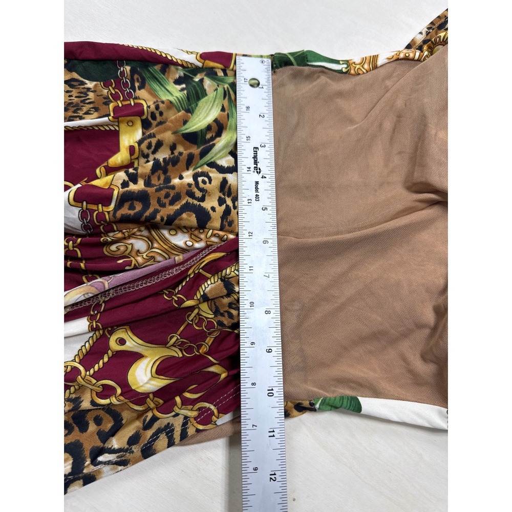 Fashion Nova Multicolor Tropical Print Mini Dress - Green, Red, White, Gold - Picture 8 of 9